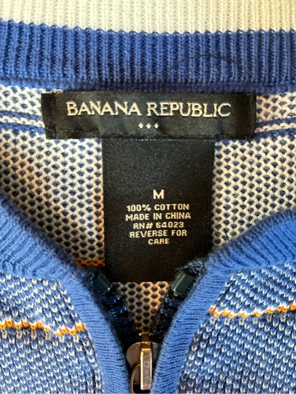 Banana Republic Blue Striped Zip-Up Sweater Jacket